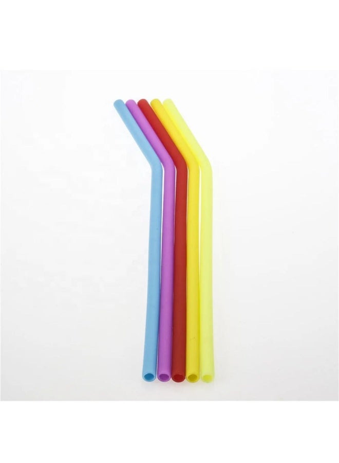 Set of 6 Colorful Silicone Straws, Reusable and Eco-Friendly Drinking Straws for Kids, Milk Juice Drinking Straws (6 pcs) - Image 4