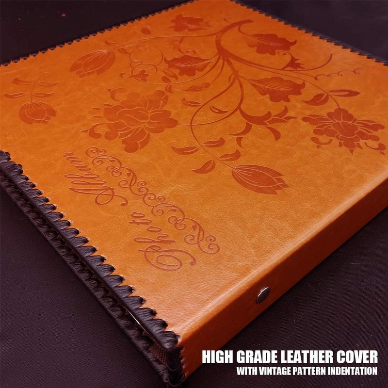 TOTOCAN Photo Album Self Adhesive, Huge Magnetic Self-Stick Page Picture Album with Leather Vintage Inspired Cover, Hand Made DIY Albums Holds 3X5, 4X6, 5X7, 6X8, 8X10, 10X12 Photos (Brown 40 Pages) - Image 2