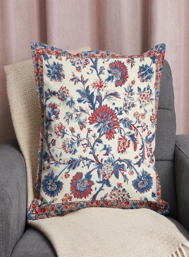 RBAFAO Bohemian Pillow Covers | Vintage Floral & Carpet Design | Double Sided Blue White Decorative Pillowcases for Couch, Bed | Indoor Outdoor Boho Home Decor (Red&White, 18x18inches) - Image 3