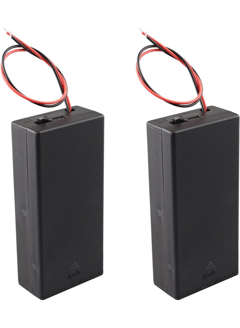 وبوت جي سي سي حامل بطارية 18650 عدد 2 قطعة، صندوق بطاريتين 2×3.7V بخرج 7.4V، علبة بطارية ليثيوم أيون مزدوجة الفتحات مع غطاء ومفتاح تشغيل/إيقاف، مزود بأسلاك توصيل لمشاريع Arduino والروبوتات والإلكترونيات DIY وحزم الطاقة المحمولة - Image 1