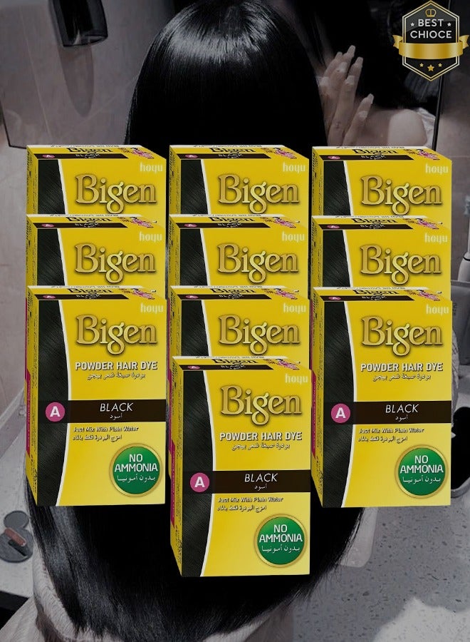 بايجن 10 قطع بودرة صبغة الشعر السوداء المختلطة بالماء العادي بدون أمونيا 6 جرام - Image 1