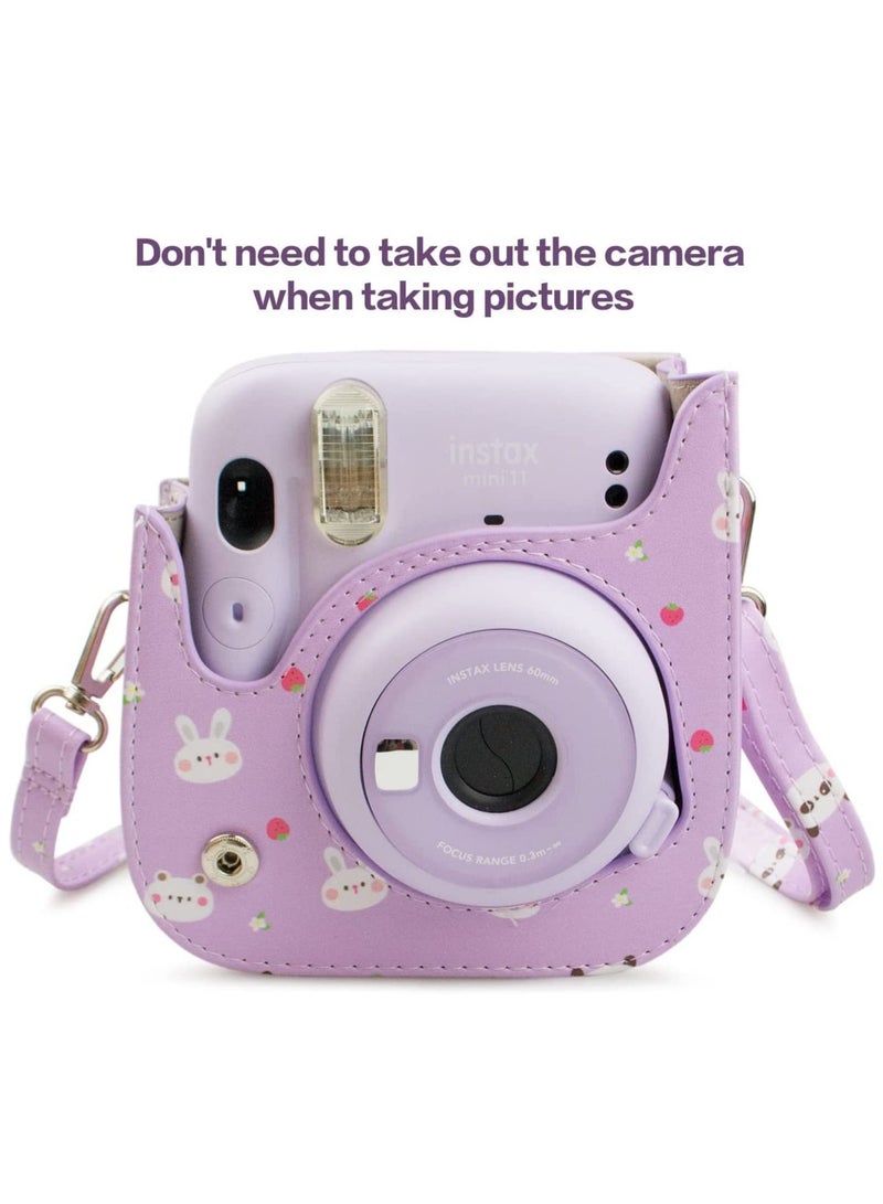 Y&D PU Leather Mini 11 Cover, Fujifilm Instax 11/Mini 9/Mini 8/Mini 8+ Face Vintage Camera Bag Cover with Adjustable Shoulder Strap - Image 3