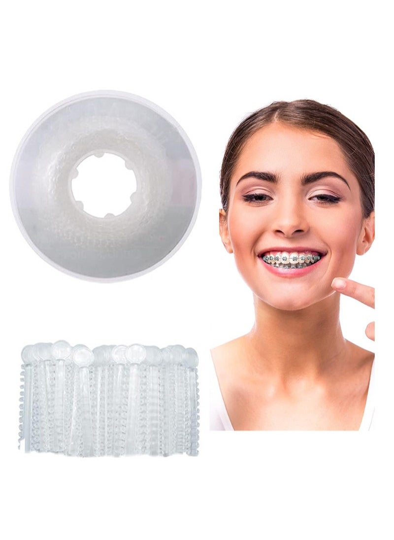 Apustim 40 Dental Orthodontic Ligatures Plus 1 Plate Of 2.28m Orthodontic Braces Rubber Chain Set，Dental Braces Rubber Orthodontic Ligature Ring，Elastic Super Strong Rubber Chain （Short，Transparent）  - Image 1