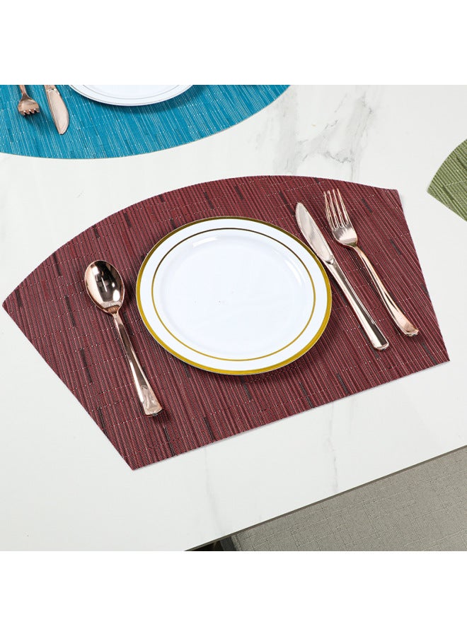 إسكدنيا مفرش طاولة مستديرة من مادة PVC مفرش طاولة تيسلين غربي من الخيزران بنمط منسوج بساط عازل للحرارة في الفندق، مفرش طاولة بالجملة-اللون: نمط الخيزران الأخضر.-المواصفات: على شكل مروحة 45*30 سم. - Image 3