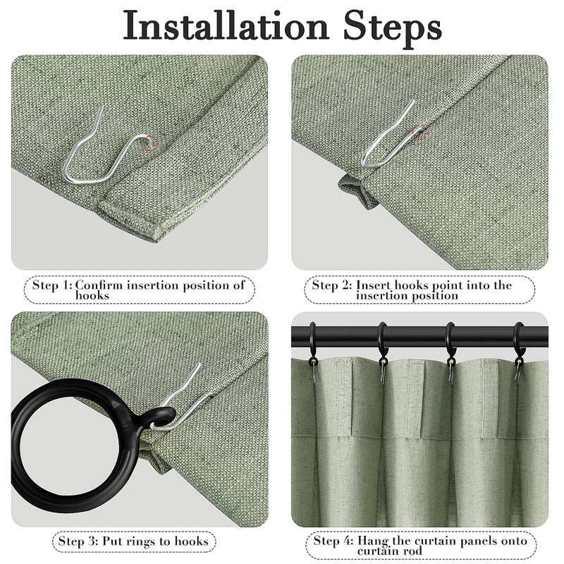 Joywell Linen Pinch Pleated Curtains 84 Inches Long Back Tab Window Drapes with Hooks Lightweight for Bedroom Living Room Patio Sliding Glass Door Privacy W50 x L84 Sage Green 2 Panels Set - Image 5