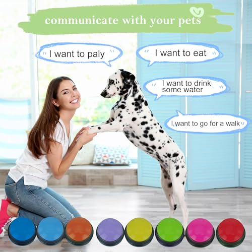 Gelabur Set of 8 Dog Buttons for Communication, Voice Recordable Buttons for Classroom, Dog Training Talking Buttons Starter Set, Pet Easy Speaking Buttons Tools - Image 2