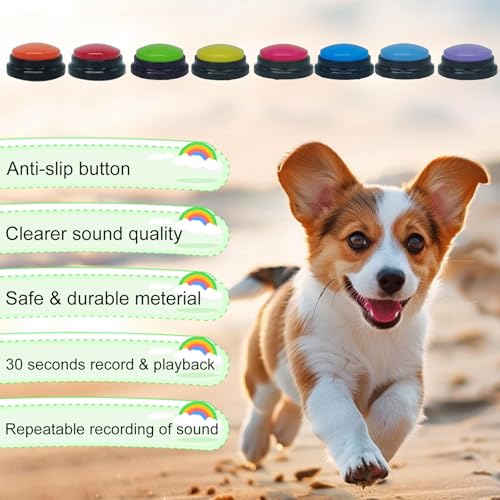 Gelabur Set of 8 Dog Buttons for Communication, Voice Recordable Buttons for Classroom, Dog Training Talking Buttons Starter Set, Pet Easy Speaking Buttons Tools - Image 3