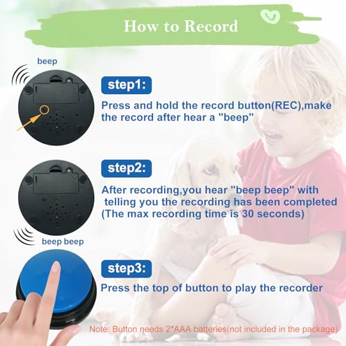 Gelabur Set of 8 Dog Buttons for Communication, Voice Recordable Buttons for Classroom, Dog Training Talking Buttons Starter Set, Pet Easy Speaking Buttons Tools - Image 4