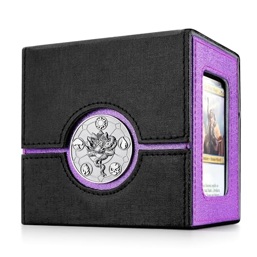 Kabinka Commander Deck Box for MTG with Dice Tray Card Deck Box with Metal Emblem Hold 100 DoubleSleeved Cards for TCGPTCG Cards Storage Case with 35PT Magnetic Card Holder Black Purple Lotus - Image 1