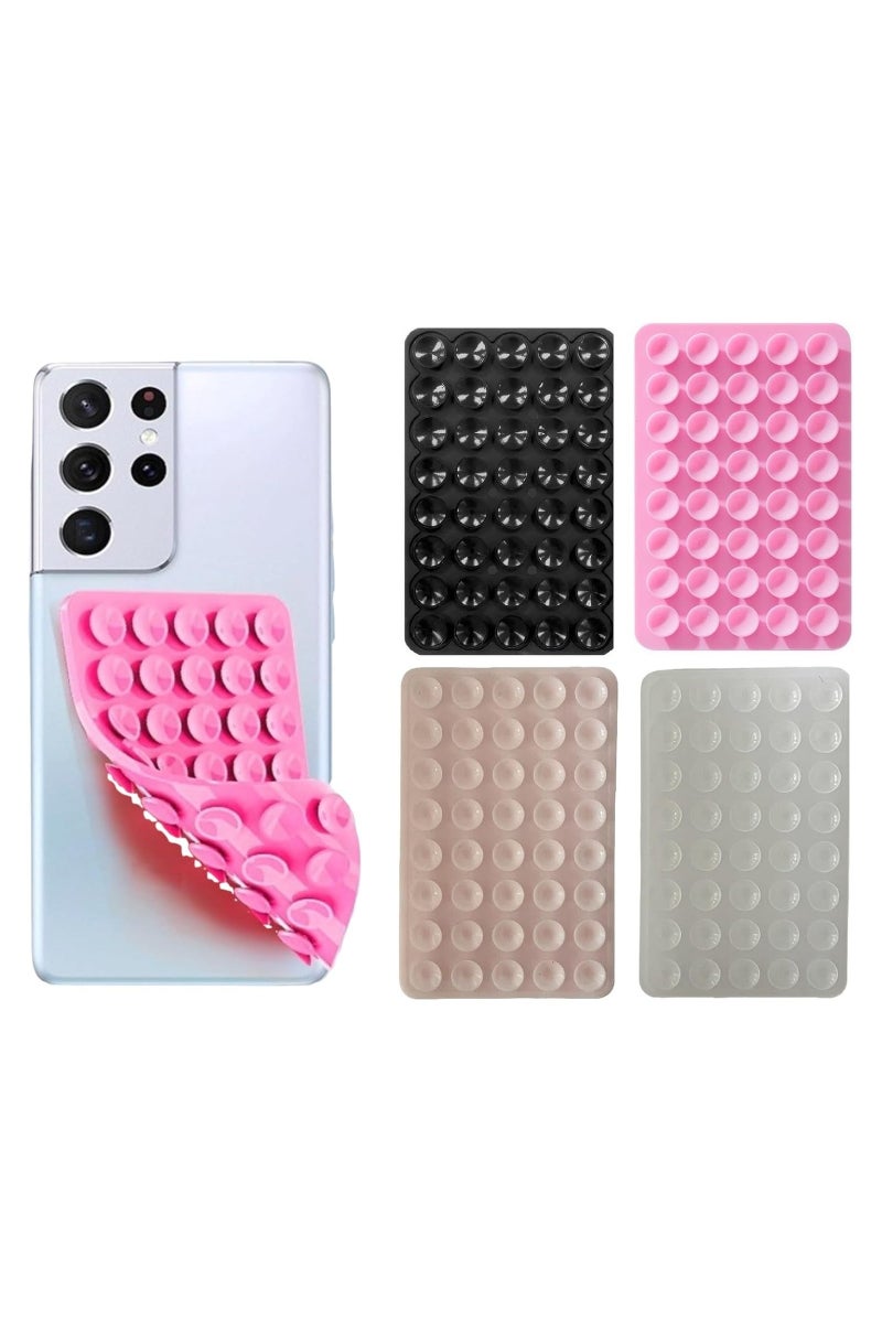 حامل هاتف بالشفط، عبوة من 4 قطع، حامل هاتف بمصاصة سيليكون مزدوجة الجانبين، متوافق مع أغطية هواتف iPhone وAndroid، مضاد للانزلاق ومناسب للاستخدام بدون يدين، ملحق لاصق للهاتف لتصوير فيديوهات تيك توك والتقاط الصور السيلفي. - Image 1