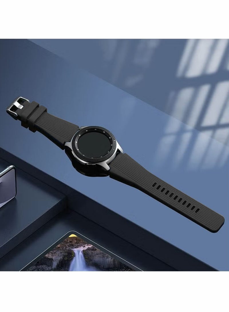 22mm Silicone Strap Compatible With Samsung Galaxy Watch 46mm /Galaxy Watch 3 45mm /Gear S3 Frontier/Classic, Soft Silicone Sport Wristband Replacement Straps For Men Women - Image 4