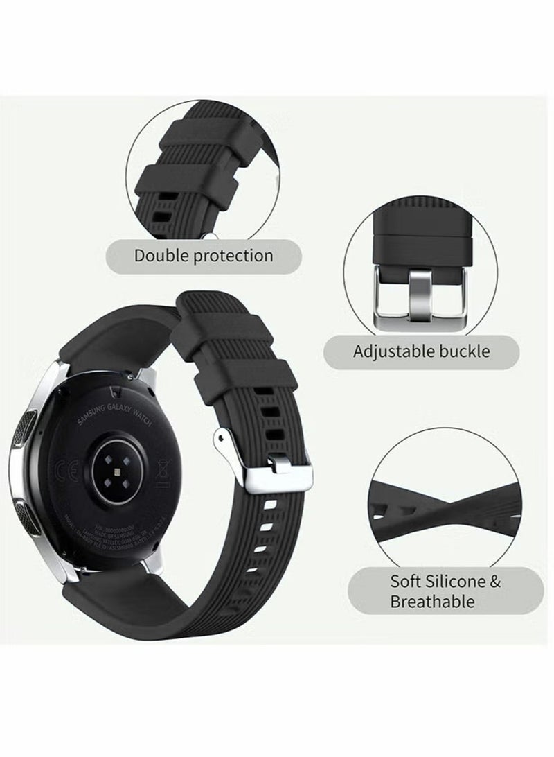 22mm Silicone Strap Compatible With Samsung Galaxy Watch 46mm /Galaxy Watch 3 45mm /Gear S3 Frontier/Classic, Soft Silicone Sport Wristband Replacement Straps For Men Women - Image 3