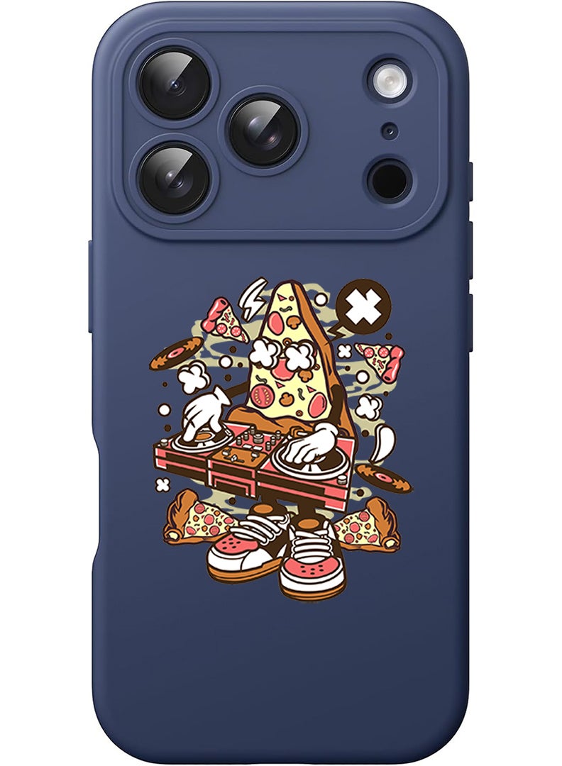 Theodor Protective Slim Fit Case Liquid Silicone Cover with Full Body Protection Anti-Scratch Shockproof Case For Apple iPhone 17 Pro Max (Blue) Pizza dj - Image 1