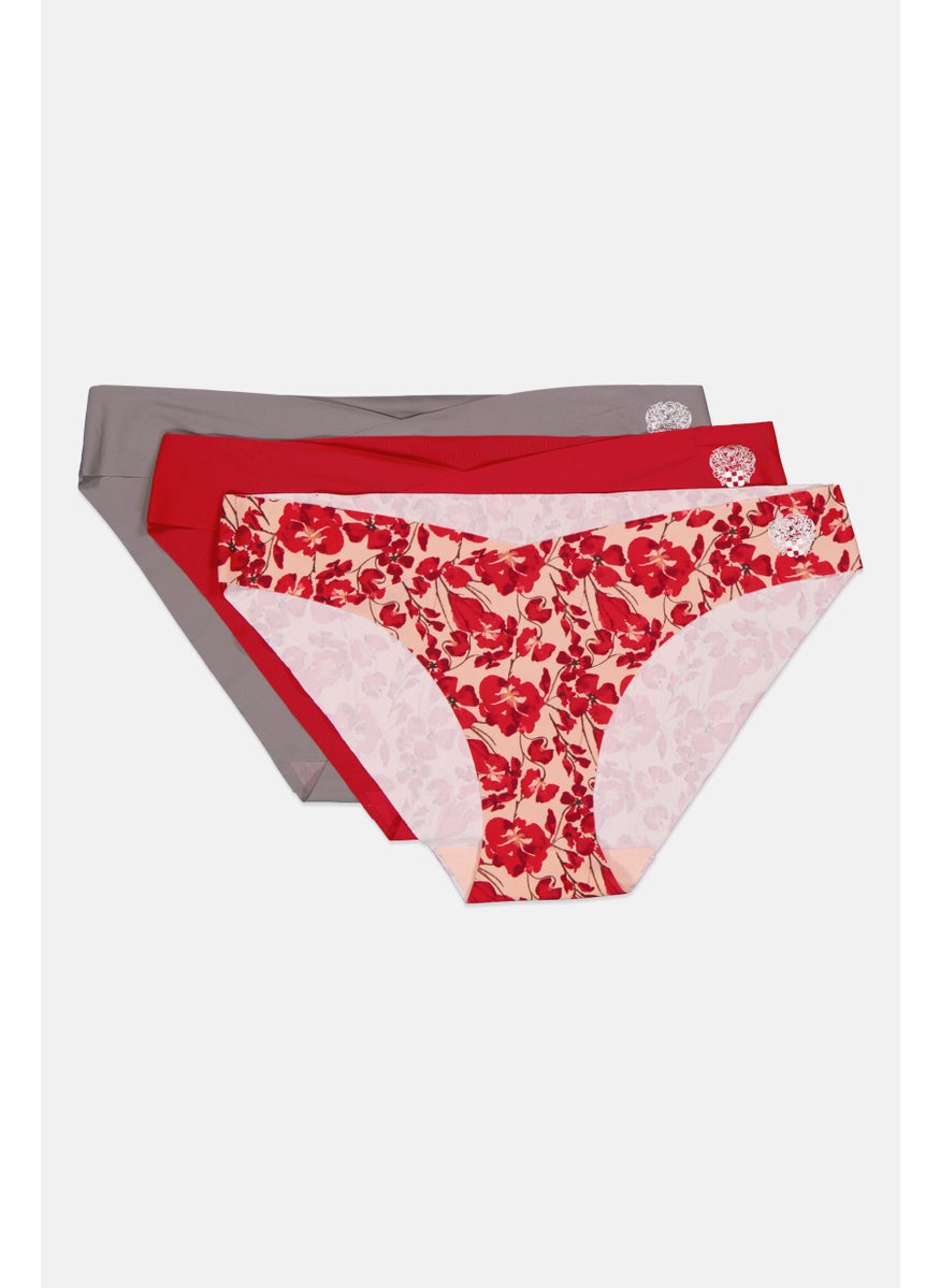 VINCE CAMUTO Women 3Pcs Print Pull On Bikini Bottoms, Grey  - Image 3