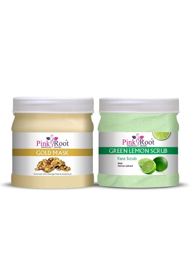 Pink Root - Pink Root Gold Mask 500gm with Green Lemon Scrub 500gm - Image 1