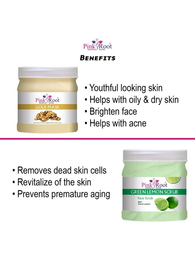 Pink Root - Pink Root Gold Mask 500gm with Green Lemon Scrub 500gm - Image 1