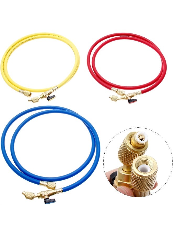 gohantee Refrigerant Charging Hose with Ball Valves HVAC Hoses 14 SAE R410A 800 PSI Fit for R134A R12 R22 R502 R404 Coolant Adding and Air Condition Maintenance 3Color 3 Pcs - Image 5