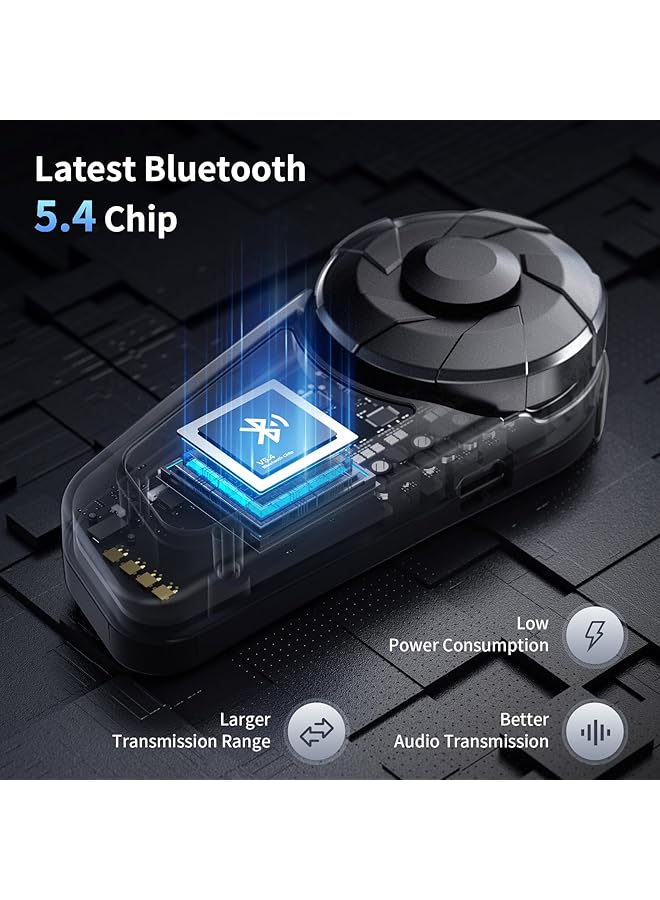 fodsports Fx-S Motorcycle Bluetooth Headset V5.4, 2-Way Helmet Intercom Communication System With Ip67 Waterproof, Cvc Noise Cancellation, Hands-Free Music/Call, 2 Type Mics, 1 Pack - Image 2