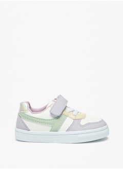 Girls Textured Sneakers with Hook and Loop Closure