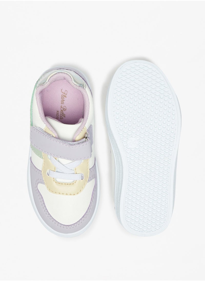 Flora Bella By Shoexpress - Girls Textured Sneakers with Hook and Loop Closure - Image 1