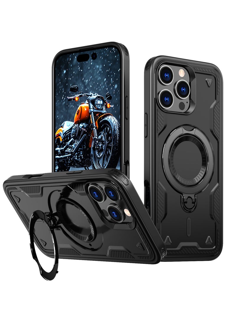 XLogiX for iPhone 16 Pro | Armoured Case with Built-in Kickstand | Heavy-Duty Protection | Shockproof | Slim Design | Compatible with MagSafe Accessories, ArmourX Series- BLACK - Image 1