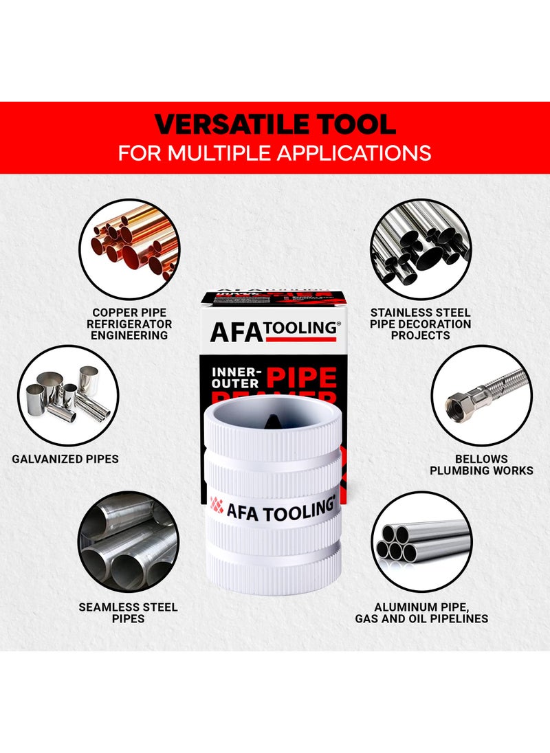AFA Tooling Approved for Automotive AFA Tooling - Inner/Outer Pipe Reamer for 3/8" to 2" Pipes, Deburring Tool with Inner & Outer Cones for Smoothing & Reaming Copper, Stainless Steel, PVC, Metal & Aluminium - Plumbing Tool  - Image 3
