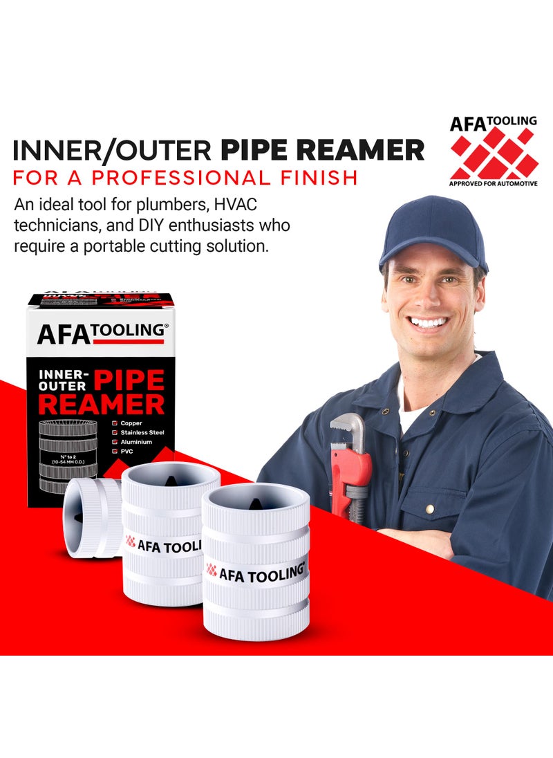 AFA Tooling Approved for Automotive AFA Tooling - Inner/Outer Pipe Reamer for 3/8" to 2" Pipes, Deburring Tool with Inner & Outer Cones for Smoothing & Reaming Copper, Stainless Steel, PVC, Metal & Aluminium - Plumbing Tool  - Image 2