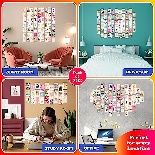 Twinster Glass Aesthetic Wall Stickers Collage Kit, Set of 63 Poster for Room Decoration,Home Décor Items, Self-Adhesive Wall Stickers Size: 4.0X6.0 Inches - Image 4