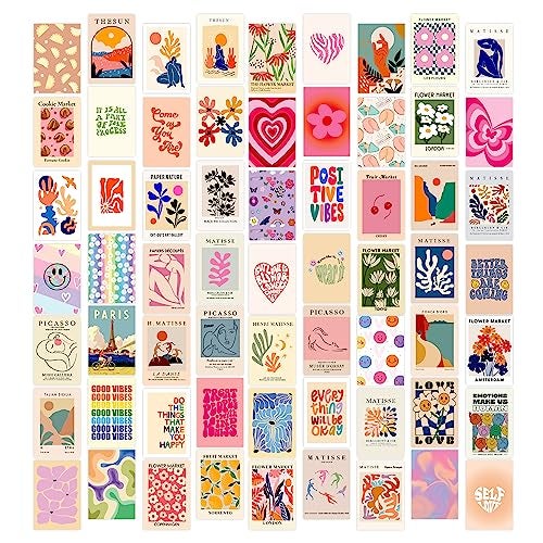 Twinster Glass Aesthetic Wall Stickers Collage Kit, Set of 63 Poster for Room Decoration,Home Décor Items, Self-Adhesive Wall Stickers Size: 4.0X6.0 Inches - Image 1