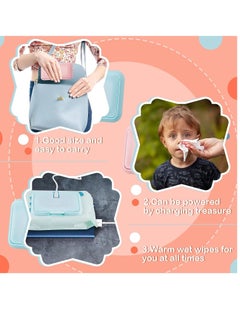 General Portable Baby Wipe Warmerm,USB Mini  Baby Wet Wipes Dispenser Reusable Baby Wipes Heater for Newborn Travel,Light Blue, Compatible Portable Charger  - Image 5