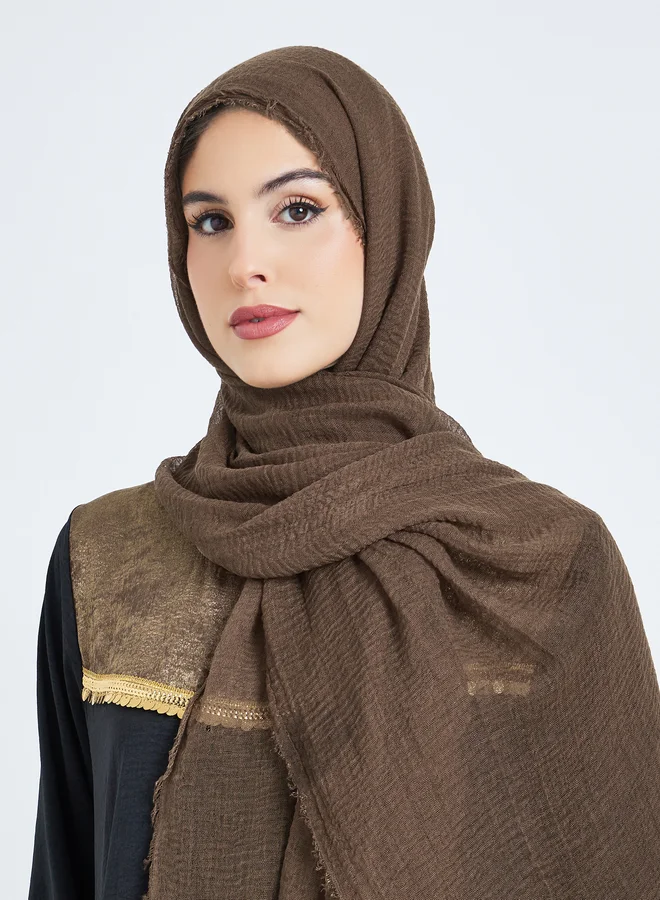 Brown Raw Edge Textured Hijab