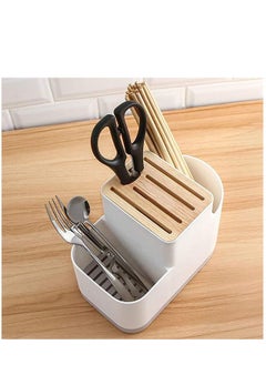 KASTWAVE Multifunction Kitchen Storage Rack Plastic Draining Inserted  Block Flatware Organizer Cutlery Holder For Chopsticks Spoons  - Image 4