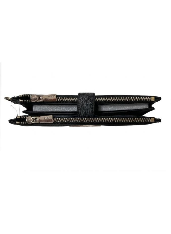 GUESS Women's Signature Logo Long Wallet - Black & Charcoal - Image 4