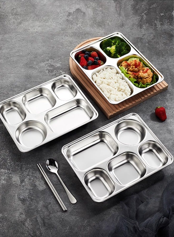 Morlife 304 Stainless Steel Divided Dinner Plate in Rectangular Section Food Tray 5 Sectional Dish Partitioned Food Serving Platter, 28*22*4 cm - Image 3