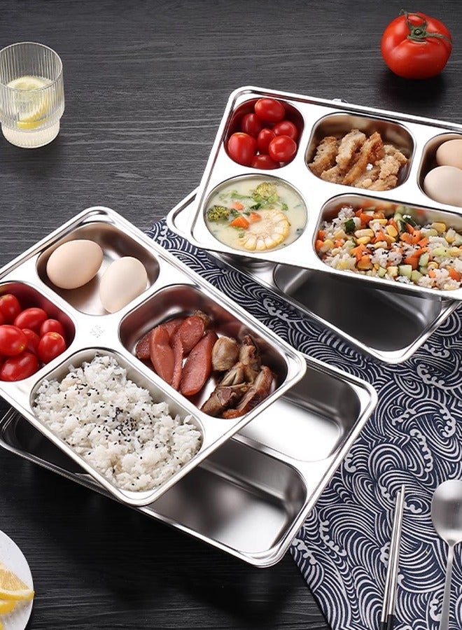 Morlife 304 Stainless Steel Divided Dinner Plate in Rectangular Section Food Tray 5 Sectional Dish Partitioned Food Serving Platter, 28*22*4 cm - Image 5