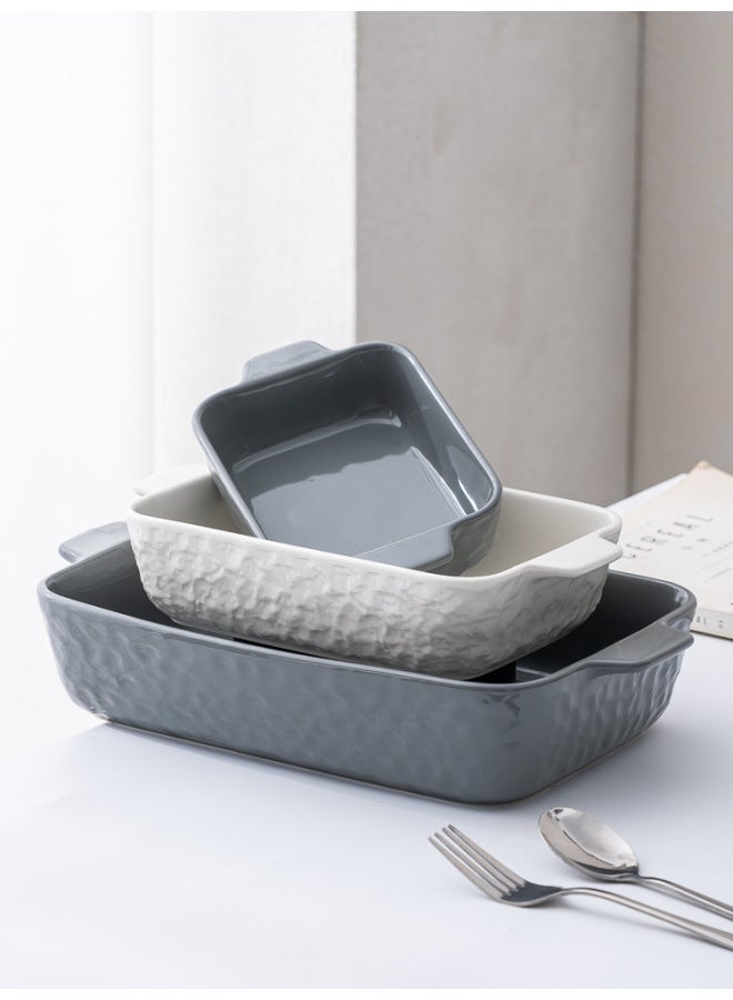 Binaural Ceramic Baking Plate Cheese Baked Rice Plate Rectangular Large Household Microwave Oven Special Baking Bowl-Specifications:8inch White-Capacity:See Description For Capacity  - Image 5