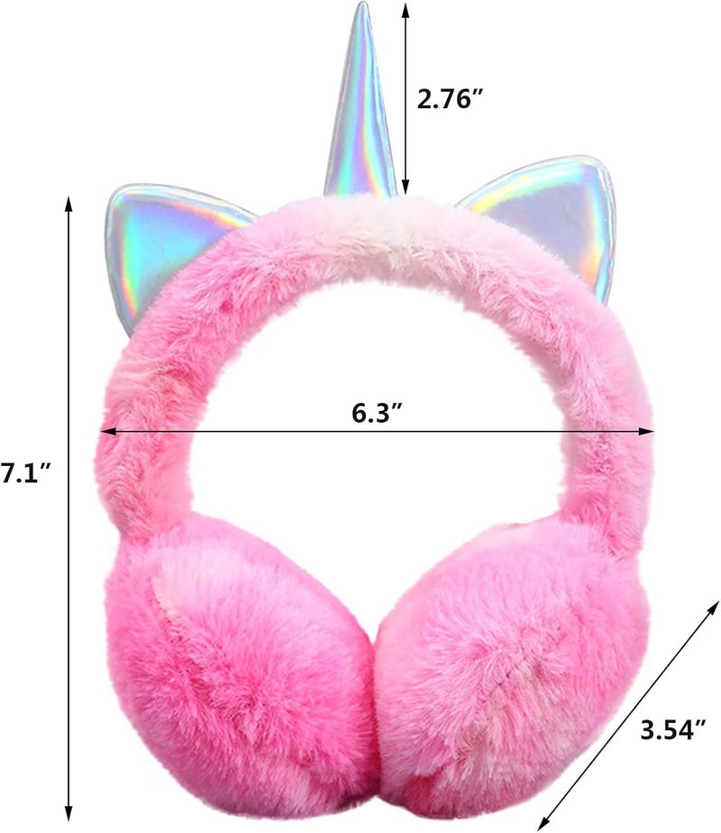 Ztl Unicorn Earmuffs for Girls Kids Women Soft Plush Ear Warmers Winter Ear Muffs - Image 2