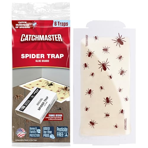 Catchmaster Spider Traps Glue Boards 6-Pack, Adhesive Bug Catcher, Insect, Scorpion, Cricket, Cockroach, & Spider Killer for Home, Bulk Glue Traps for House & Garage, Pest Control for Home - Image 1