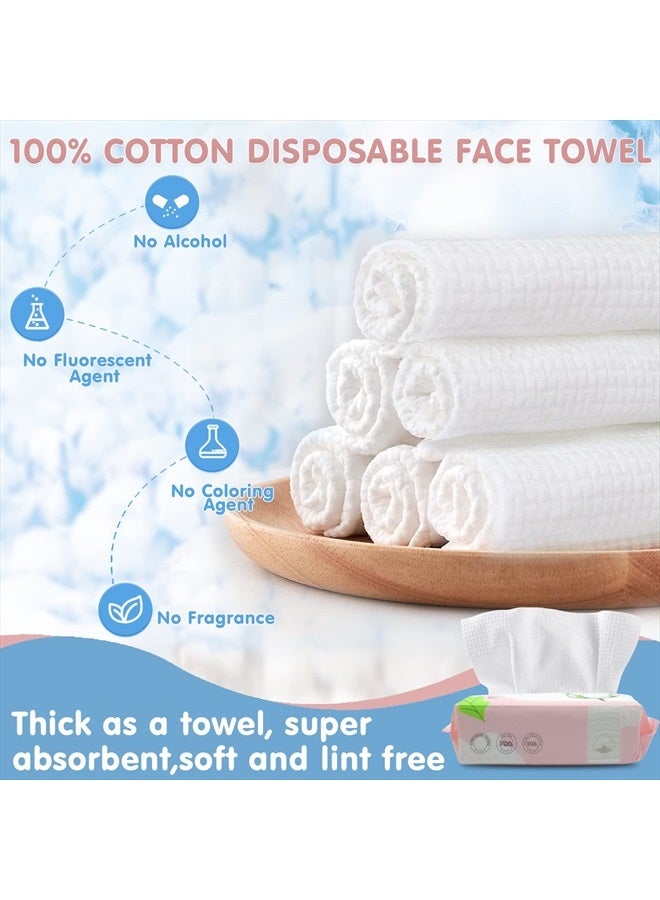 GothicBride Disposable Face Towel Dry Wipes, 100% Cotton Facial Tissue, Lint Free Facial Clean Towels, Super Absorbent Dry and Wet Use for Makeup Removing, Sensitive/Baby Skin (3 Pack-180 Count) - Image 2
