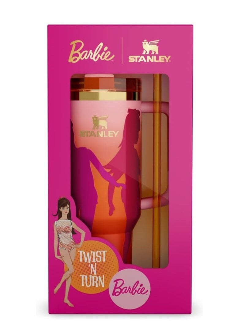 Barbie x Stanley ’60s Twist ’N Turn Quencher 40 OZ | Retro-Inspired Stainless Steel Tumbler with Reusable Straw, Leak-Resistant Lid & Handle | BPA-Free, Eco-Friendly, Double-Wall Insulated Travel Cup | Keeps Beverages Cold for 11 Hrs or Hot for 7 Hrs | Collector’s Edition Gift Packaging | Stylish Hydration for Lifestyle