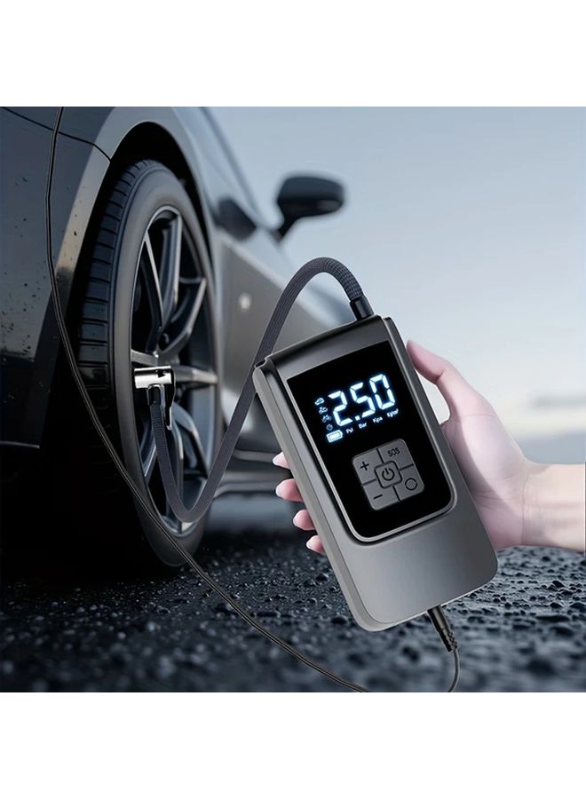 جهاز نفخ إطارات السيارات باللون الأسود 12 فولت ضاغط سريع محمول مع ضوء LED - Image 3