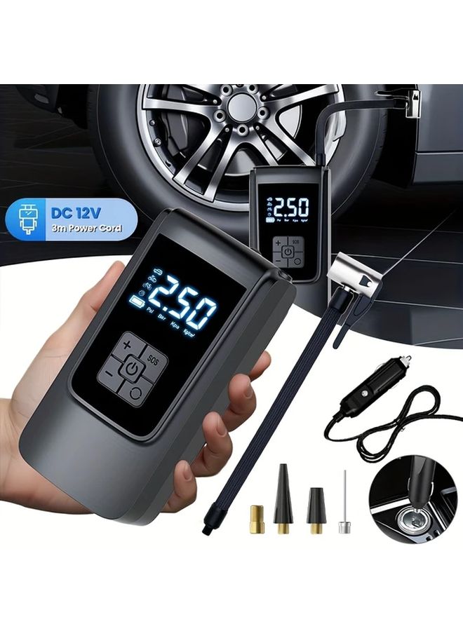 جهاز نفخ إطارات السيارات باللون الأسود 12 فولت ضاغط سريع محمول مع ضوء LED - Image 4