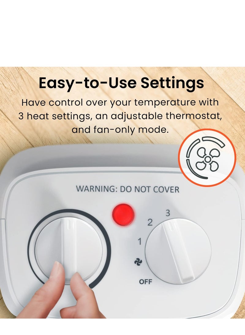 برو_بريز دفاية كهربائية سيراميك صغيرة بقوة 2000 وات، 3 إعدادات للحرارة ووضع المروحة فقط مع حماية مدمجة من الحرارة الزائدة والانقلاب، سخان كهربائي للمنزل والمكتب وغرفة النوم - Image 5