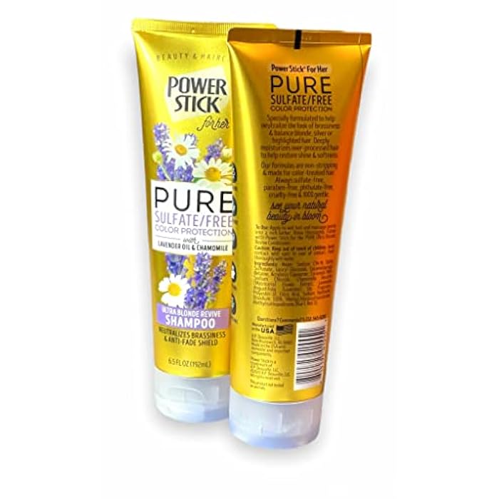 PURE POWER Pure Sulfate Free Ultra Blonde Revive Shampoo & Conditioner 6.5 oz Color Protection with Lavender Oil & Chamomile - Image 3