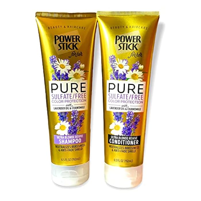 PURE POWER Pure Sulfate Free Ultra Blonde Revive Shampoo & Conditioner 6.5 oz Color Protection with Lavender Oil & Chamomile - Image 1