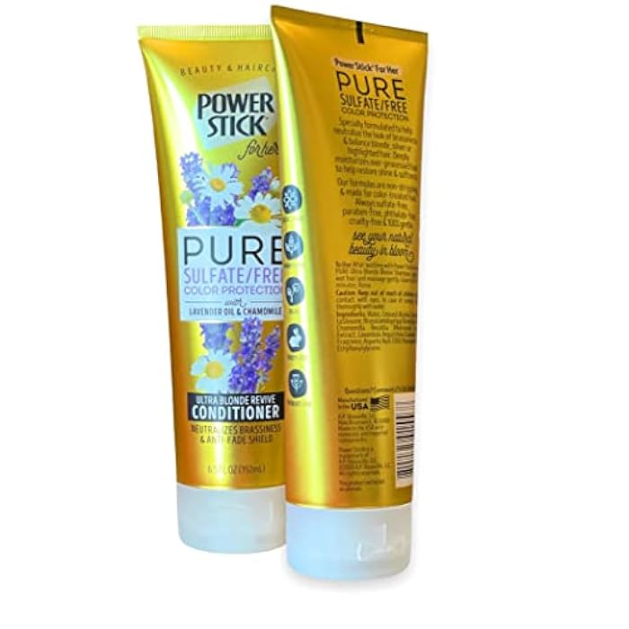 PURE POWER Pure Sulfate Free Ultra Blonde Revive Shampoo & Conditioner 6.5 oz Color Protection with Lavender Oil & Chamomile - Image 2