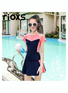 NIBEMINENT Girls Two-Piece Swimsuit Rash Guard Short Sleeve Kids Swimwear Water Sports Sun Protection Bathing Suits With Skirts  - Image 2