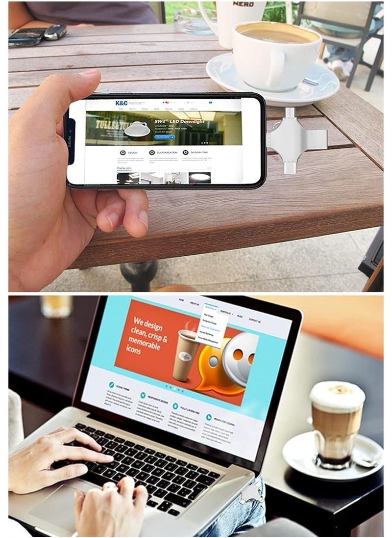 فلاش درايف - محرك أقراص فلاش USB OTG 4 في 1 بسعة 512 جيجابايت لجهاز iPhone، محرك أقراص USB 3.0 خارجي، ذاكرة فلاش USB 3.0، محرك أقراص فلاش USB لأجهزة iPad وAndroid والكمبيوتر الشخصي - Image 1