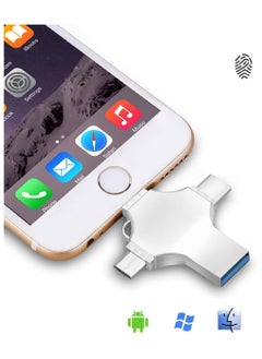 فلاش درايف محرك أقراص فلاش USB OTG 4 في 1 بسعة 512 جيجابايت لجهاز iPhone، محرك أقراص USB 3.0 خارجي، ذاكرة فلاش USB 3.0، محرك أقراص فلاش USB لأجهزة iPad وAndroid والكمبيوتر الشخصي  - Image 3