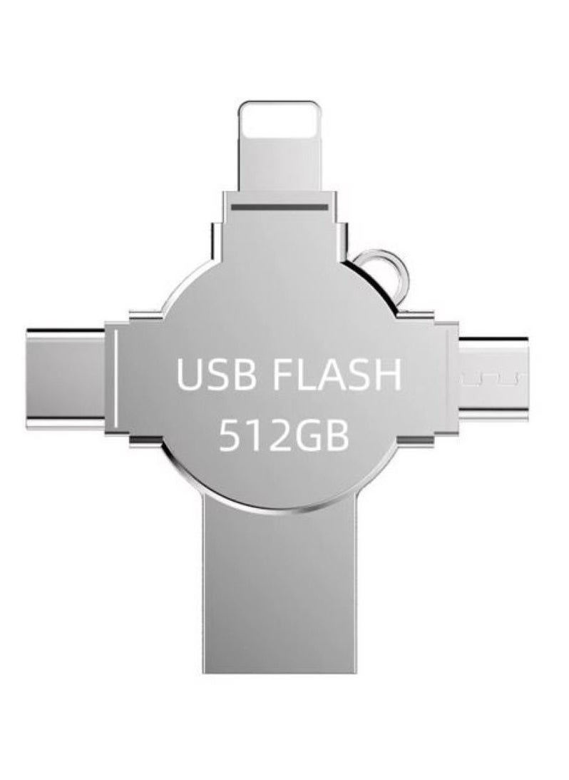 Flash Drive 512GB OTG 4 in 1 USB Flash Drive for iPhone,External Storage Thumb Drive Photo Stick USB 3.0 Memory Stick Jump Drive PhotoStick for iPad, Android,PC  - Image 1